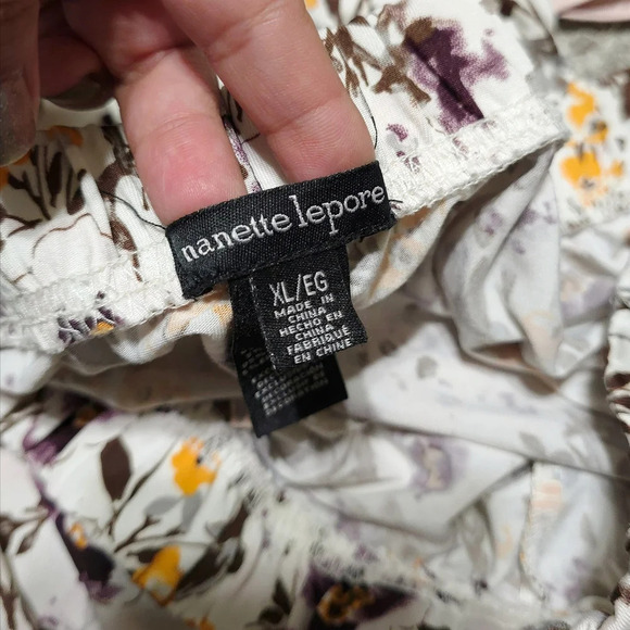 NANETTE LEPORE Floral Lightweight Elastic Waistband Pajama Pants, Pink Trim Hem - Picture 5 of 12